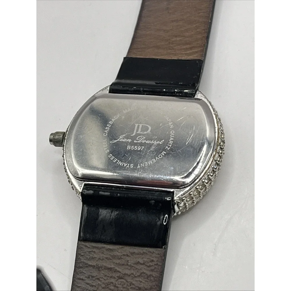 Jean Dousset Women's Diamond Bezel Watch Leather Band MOP Dial- New Battery‎